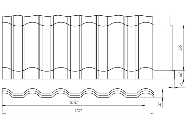 Профиль Лира 1170/1070x0,45 мм, 8019 Золотой орех 3D