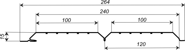 Софит Л-брус перфорированный 264/241x0,5 мм, 7024 графитовый серый матовый