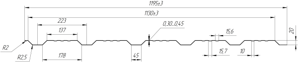 Профнастил К20 1185/1120х0,45 мм, Дуб Кельтик 3D