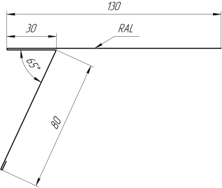 Планка карнизная фальц 130x80 мм, 9005 черный янтарь стальной бархат