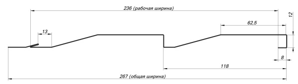 Металлосайдинг Корабельная доска 267/236x0,5 мм, 6005 зеленый мох матовый