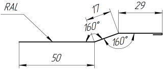 Планка крепёжная фальц 50x17x29 мм, 0,45 6005 зеленый мох