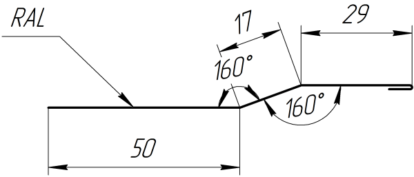 Планка крепёжная фальц 50x17x29 мм, 0,45 6005 зеленый мох